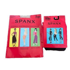 Spanx Set Of Two Footless Body Shaping Tights Size B Shades Nude And Chocolate